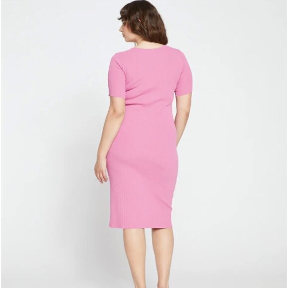 NWT Universal Standard Twist Knit Ribbed Dress Anemone Pink - Picture 2 of 11